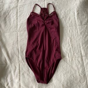Balera Maroon Lace Back Leotard
